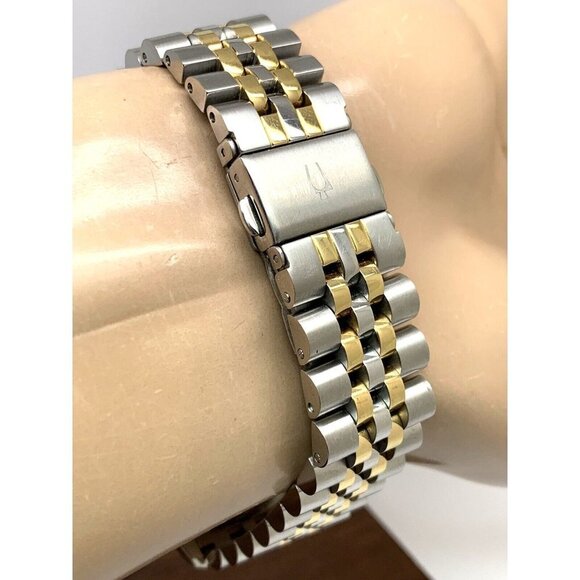 Bulova Men's Watch 98D163 Black Dial Diamond Accent Quartz Two Tone Steel - Picture 9 of 13